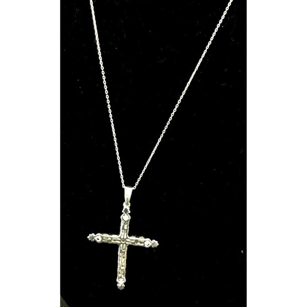 Sterling Silver D’Joy Black Crystal Cross Necklace - Picture 5 of 6